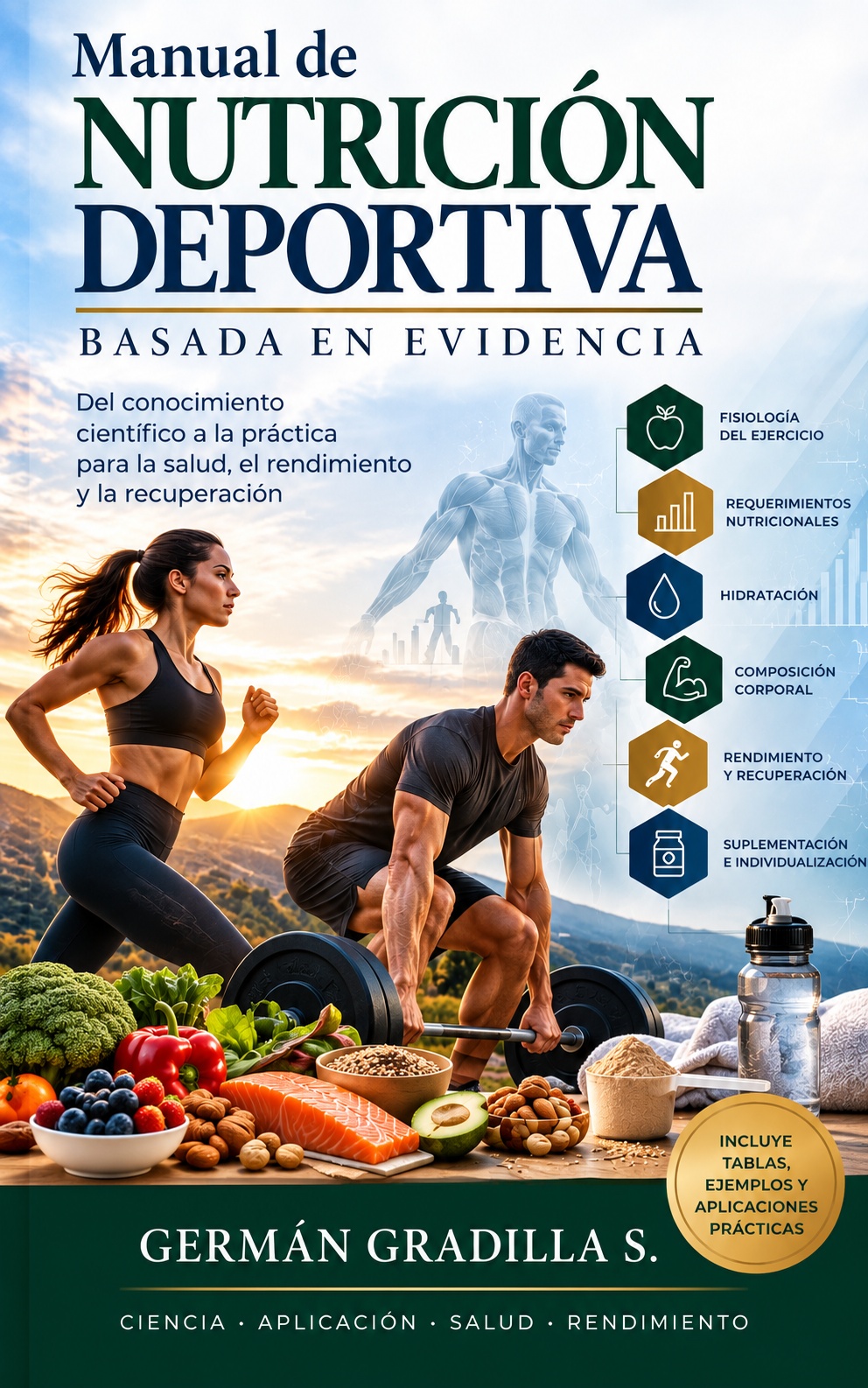 Portada del Manual de Nutrición Deportiva Basada en Evidencia, de Germán Gradilla Santana